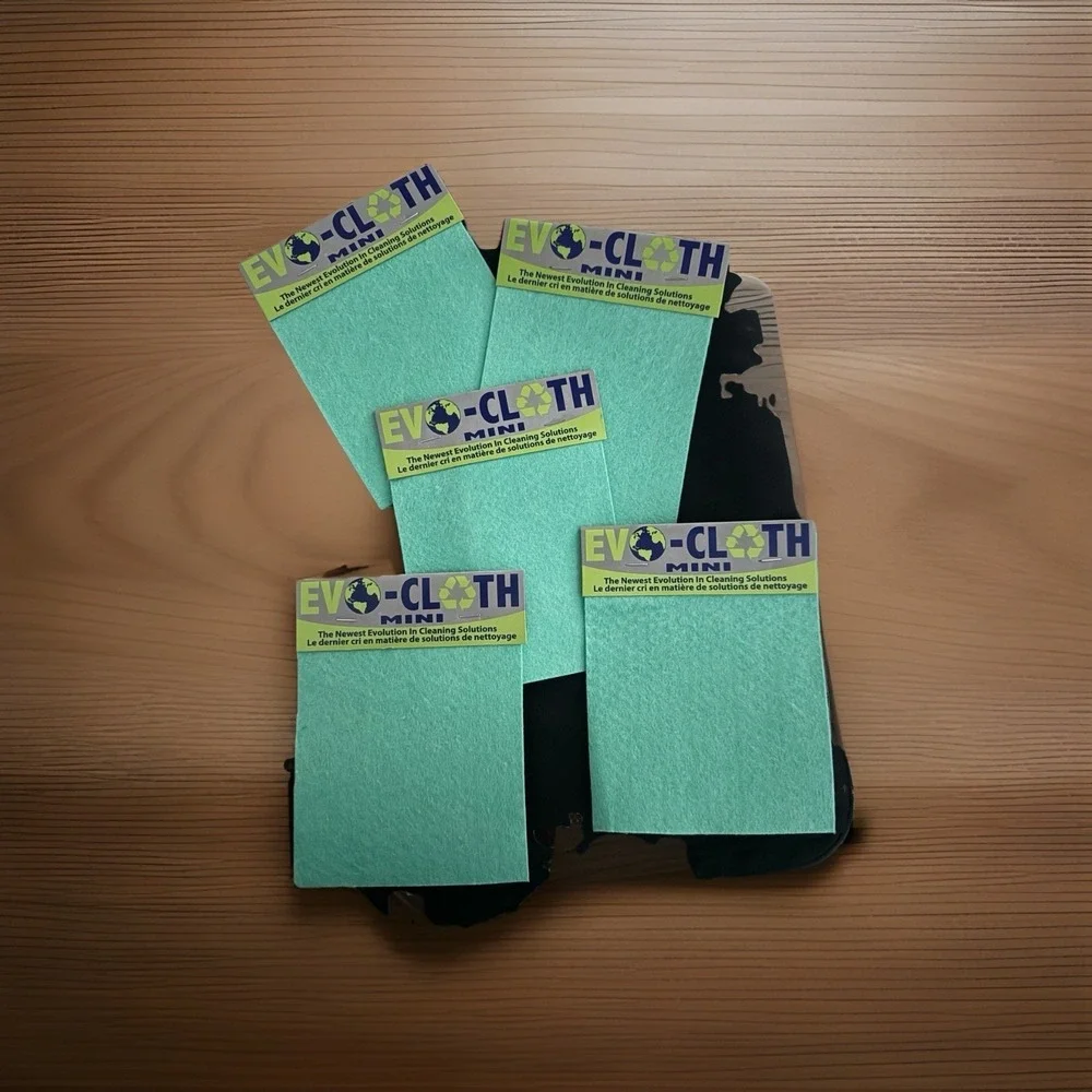 5-Pack Evo-Cloth Mini Cleaning‎ Solution Super Absorbent Reusable & Eco-Friendly